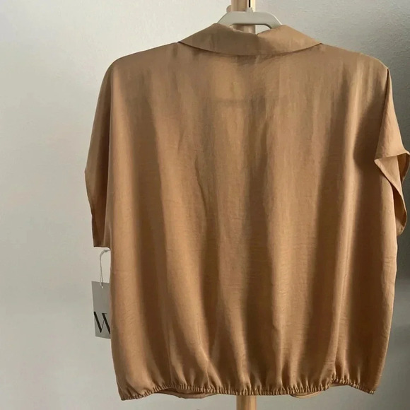 Worthington V-Neck Cap Sleeve Blouse, Women's Size Large Beige NEW MSRP $40 - Picture 6 of 6